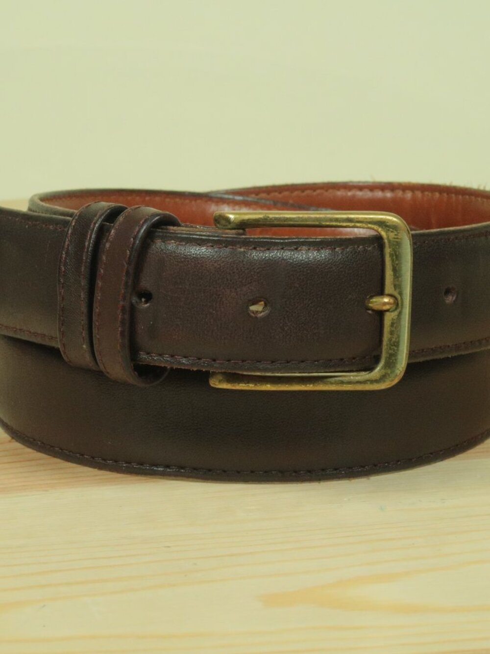 Vintage 80s Coach Leather Dress Belt Mens 32 Mocha Brown Burnished Cowhide 5800